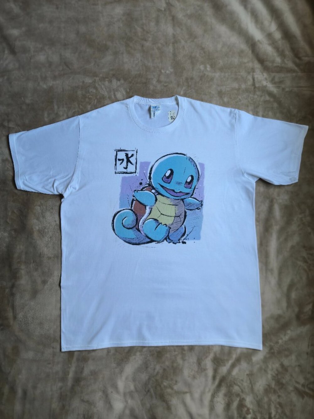 Pokemon Squirtle Water Kanji Graphic T-Shirt White Men's XL